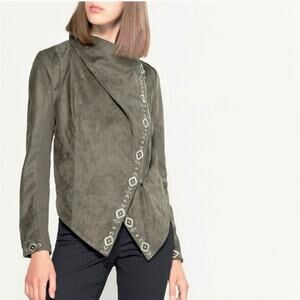 Driftwood Faux Suede Leather Asymmetrical Jacket Size Small
